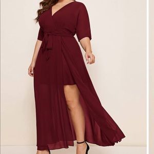 Burgundy Belted Dress- NEW!